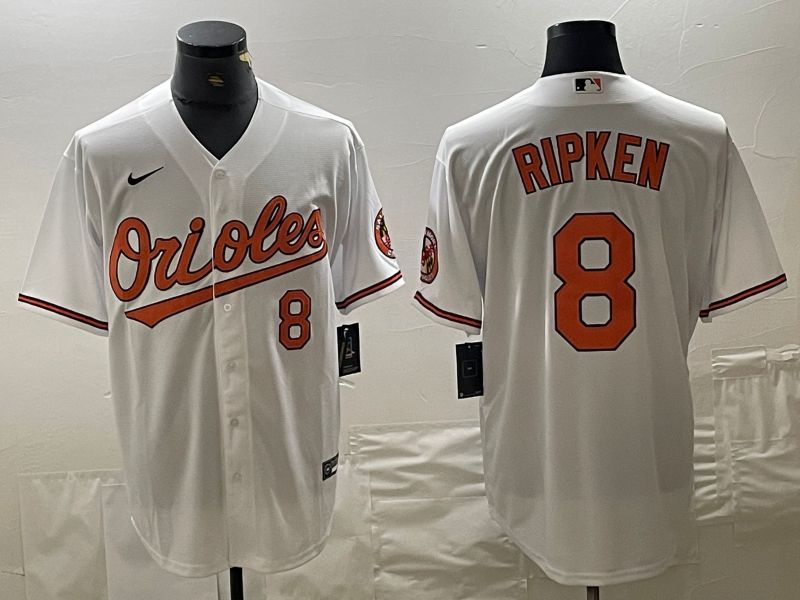 Men Baltimore Orioles 8 Ripken White Nike Game MLB Jersey style 1